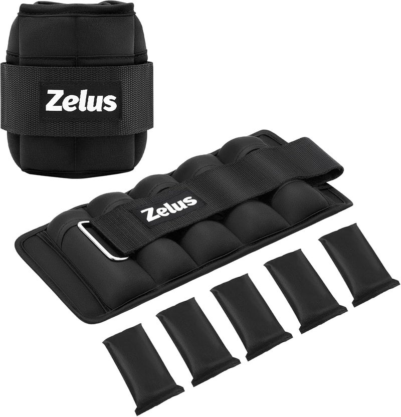 ZELUS 1 Pair Adjustable Ankle Weights, 2 4 6 8 10 lb Modularized Leg Weight Straps for Women Men, Weighted Ankle Weight Set with Removable Sandbags, 1-5 lb per Ankle Strap for Gym Yoga Jogging Walking - Image 1